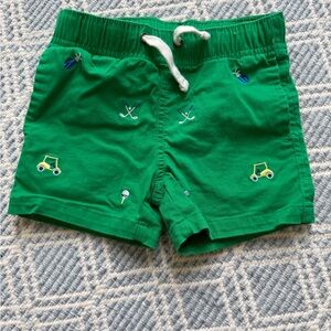 Kids Green Golf Embroidered Shorts